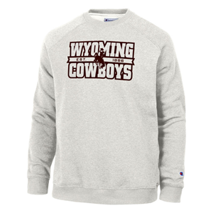 Champion® Wyoming Cowboys Outline layered under Bucking Horse Crew - main view