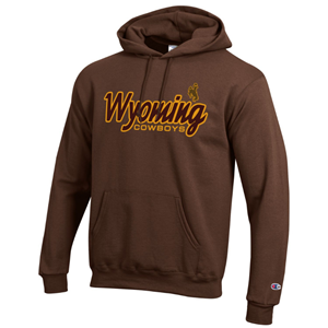 Champion® Stitched Stylized Wyoming over Cowboys Hoodie - brown (SKU: 145143881167) Champion® Stitched Stylized Wyoming over Cowboys Hoodie - brown