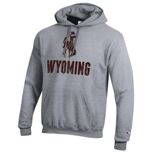 Champion® Large Bucking Horse over Wyoming Distressed Hoodie - main view