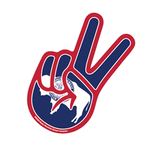 Rocky Mountain Sticker® Wyoming Flag Peace Sign Hand Sticker - main view