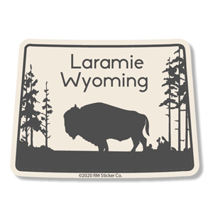 Rocky Mountain Sticker® Laramie Wyoming over Bison Landscape Sticker - main view