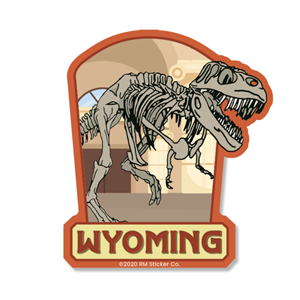 Rocky Mountain Sticker® T-Rex Skeleton over Wyoming Sticker - main view