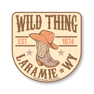 Rocky Mountain Sticker® Wild Thing over Cowboy Hat on Boots Sticker - main view