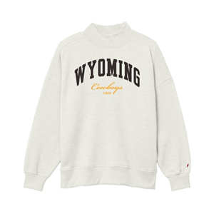 League® Arched Wyoming over Script Cowboys 1886 Mock Neck Crew - main view