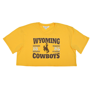Zoozatz® Wyoming Cowboys with 18 Bucking Horse 86 Boxy Cropped Tee - main view