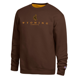 Champion® Embroidered Bucking Horse over Spaced Wyoming Cowboys Crew - main view